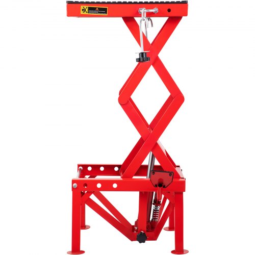 Mesa elevadora hidráulica para motocicleta VEVOR 300LBS, mesa elevadora de tijera roja con correas de sujeción, soporte elevador ajustable para motocicleta
