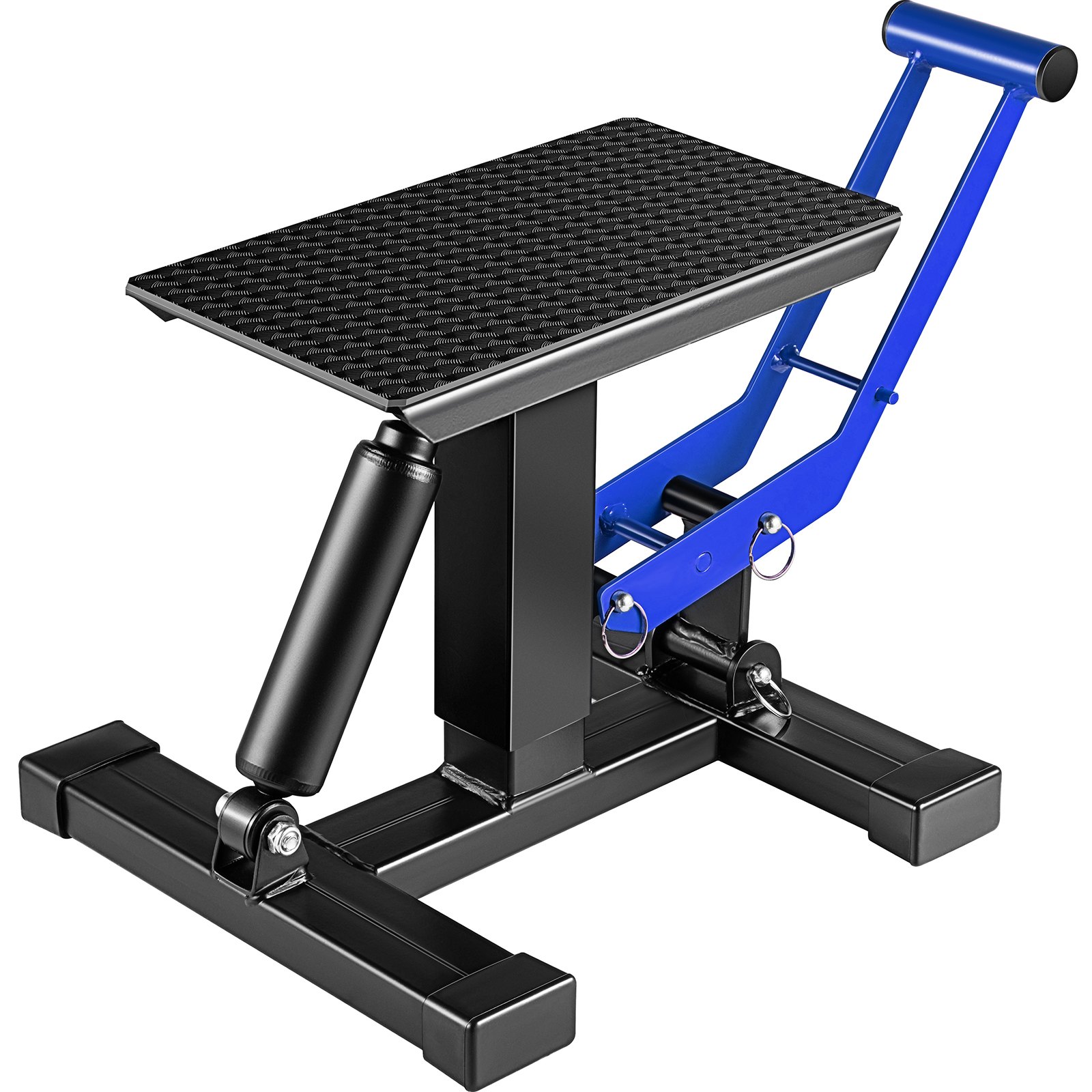 VEVOR Soporte de elevación para motocicleta, soporte de reparación de elevación de motocicleta resistente de 400 libras, soporte de elevación de acero ajustable de 9.0 a 16.5 pulgadas, soporte de mesa de mantenimiento para bicicleta de suciedad, soporte de elevación de altura de gato negro/azul