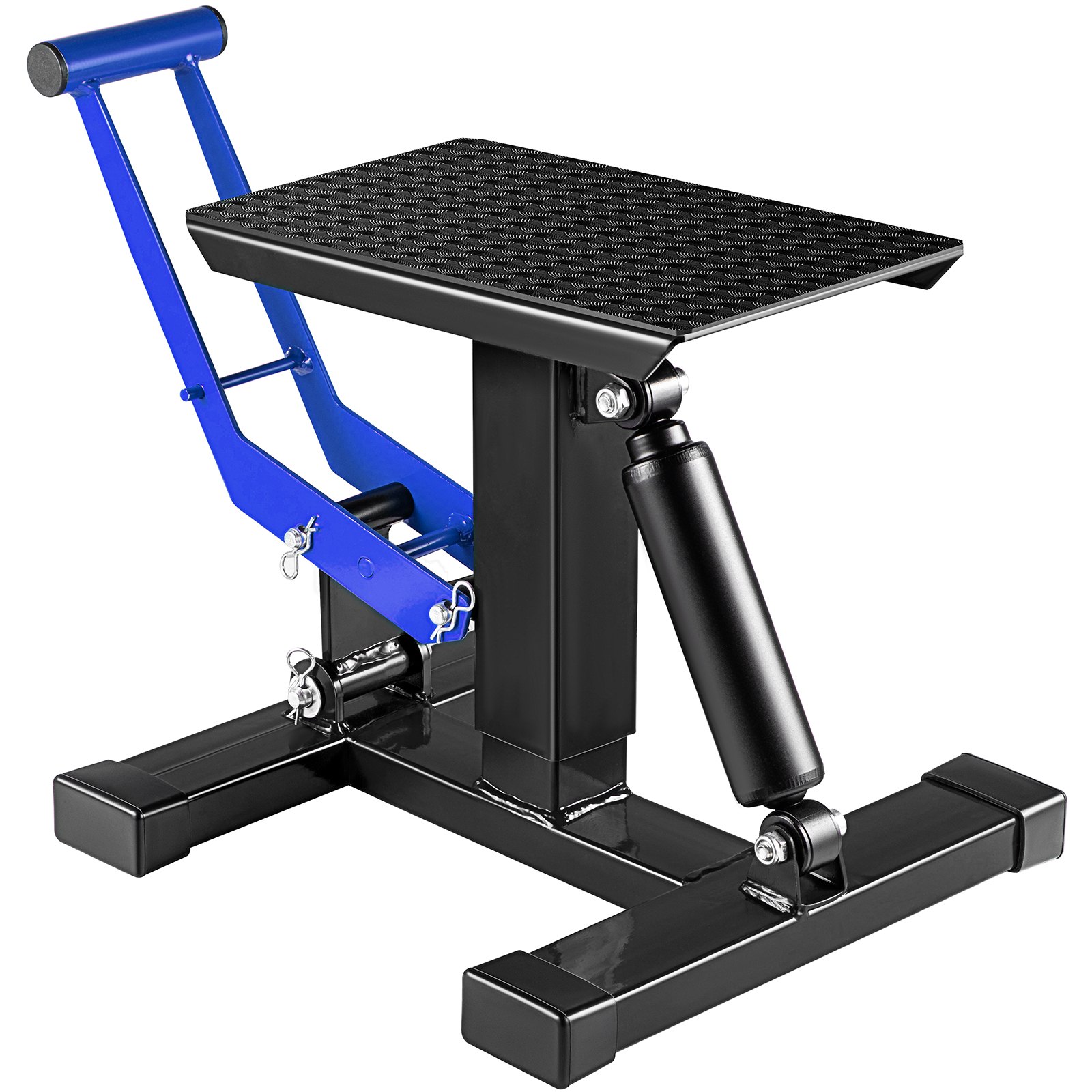VEVOR Soporte de elevación para motocicleta, soporte de reparación de elevación de motocicleta resistente de 400 libras, soporte de elevación de acero ajustable de 9.0 a 16.5 pulgadas, soporte de mesa de mantenimiento para bicicleta de suciedad, soporte de elevación de altura de gato negro/azul