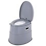 Inodoro portátil VEVOR gris con tapa abierta y diseño ergonómico. ideal para camping y viajes.