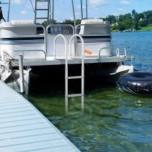 VEVOR Escalera de muelle, 3 escalones extraíbles, capacidad de carga de 500 libras, escalera de pontón de aleación de aluminio con escalón de 3.1 pulgadas de ancho y alfombrilla de goma antideslizante