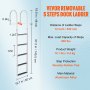 VEVOR Escalera de muelle, 5 escalones extraíbles, capacidad de carga de 500 libras, escalera de pontón de aleación de aluminio con escalón de 3.1 pulgadas de ancho y alfombrilla de goma antideslizante