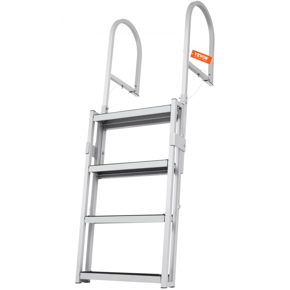 VEVOR Escalera de muelle, retráctil de 4 escalones, capacidad de carga de 350 libras, escalera de pontón de aleación de aluminio con altura ajustable de 55.1 a 67.1 pulgadas, escalón de 4 pulgadas de