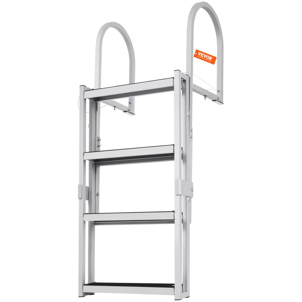 VEVOR Escalera de muelle, retráctil de 4 escalones, capacidad de carga de 350 libras, escalera de pontón de aleación de aluminio con altura ajustable de 55.1 a 67.1 pulgadas, escalón de 4 pulgadas de
