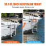 Escalera de muelle VEVOR, retráctil de 4 peldaños, capacidad de carga de 350 libras, escalera de barco de pontón de aleación de aluminio con altura ajustable de 55,1 a 67,1 pulgadas, escalón de 4 pulgadas de ancho y alfombrilla de goma, para barco/lago/piscina/embarque marino