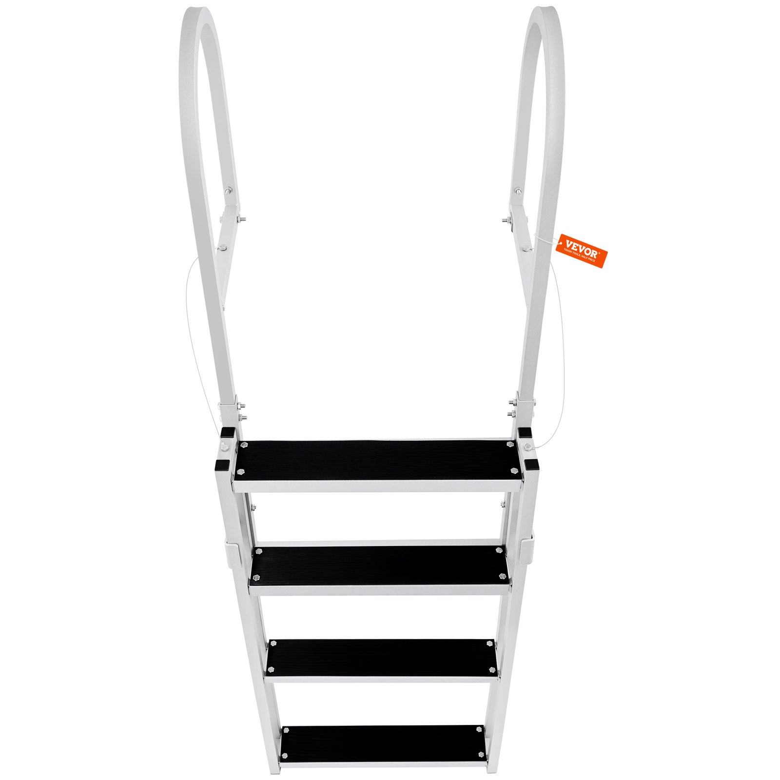 VEVOR Escalera de muelle, retráctil de 4 escalones, capacidad de carga de 350 libras, escalera de pontón de aleación de aluminio con altura ajustable de 55.1 a 67.1 pulgadas, escalón de 4 pulgadas de