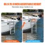 Escalera de muelle VEVOR, retráctil de 5 peldaños, capacidad de carga de 350 libras, escalera de barco de pontón de aleación de aluminio con altura ajustable de 66,9 a 78,9 pulgadas, escalón de 4 pulgadas de ancho y alfombrilla de goma, para barco/lago/piscina/embarque marino