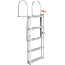 VEVOR Escalera de muelle, retráctil de 5 escalones, capacidad de carga de 350 libras, escalera de pontón de aleación de aluminio con altura ajustable de 66.9 a 78.9 pulgadas, escalón de 4 pulgadas de