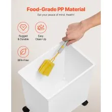 Contenedor de ingredientes VEVOR, contenedor de almacenamiento de ingredientes de capacidad de 6,6 galones, 3 piezas/juego, contenedores de harina de material PP con ruedas, contenedor de ingredientes de estante blanco con cuchara y tapa deslizante, contenedores de almacenamiento comercial