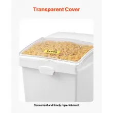 Contenedor de ingredientes VEVOR, contenedor de almacenamiento de ingredientes de capacidad de 10,5 galones, contenedores de harina de material PP con ruedas, contenedor de ingredientes de estante blanco con cuchara y tapa deslizante, contenedores de almacenamiento comercial 3 piezas/juego
