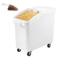 VEVOR Contenedor de almacenamiento de ingredientes de 27 galones Contenedor de ingredientes de 500 tazas con cuchara y tapa deslizante Contenedor comercial de alimentos Ideal para cocina, blanco