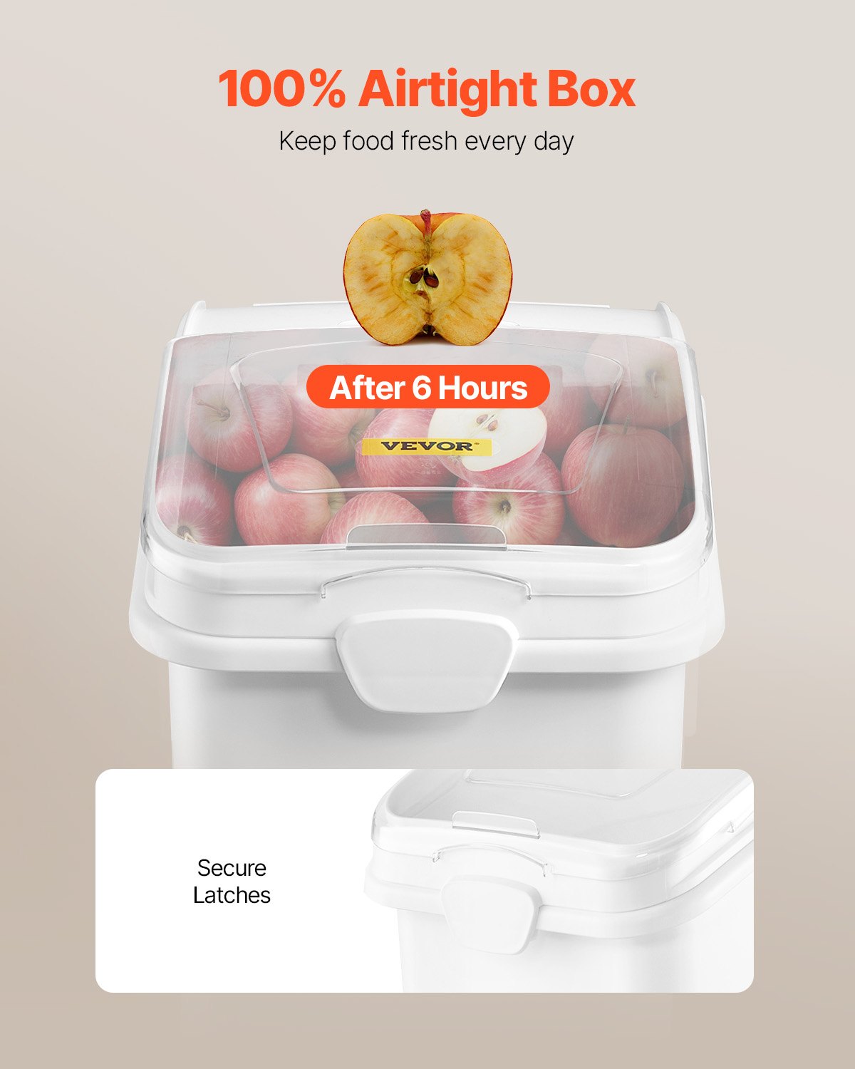 VEVOR Contenedor de arroz para almacenar, contenedor grande de 100 litros (27 galones), dispensador de comida para perros, contenedor para cereales, harina, ingredientes de cocina, contenedores de comida para mascotas con ruedas, pala y tapa hermética (paquete de 1)