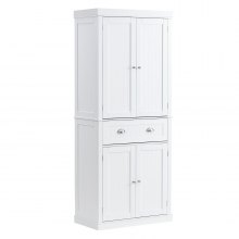 VEVOR Gabinete de almacenamiento de despensa de cocina de 72 pulgadas, gabinetes independientes con puertas, cajón y 3 estantes ajustables, despensas altas para cocina, sala de estar, comedor, lavandería, color blanco