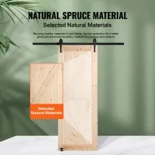 VEVOR Kit de herrajes y puerta de granero, puerta corrediza de madera de 30" x 84", suave y silenciosa, kit de puerta de granero con guía de piso 8 en 1 y manija de puerta, losa con paneles de madera de abeto, fácil de instalar