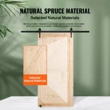 VEVOR Kit de herrajes y puerta de granero, puerta corrediza de madera de 42" x 84", suave y silenciosa, kit de puerta de granero con guía de piso 8 en 1 y manija de puerta, losa con paneles de madera de abeto, fácil de instalar