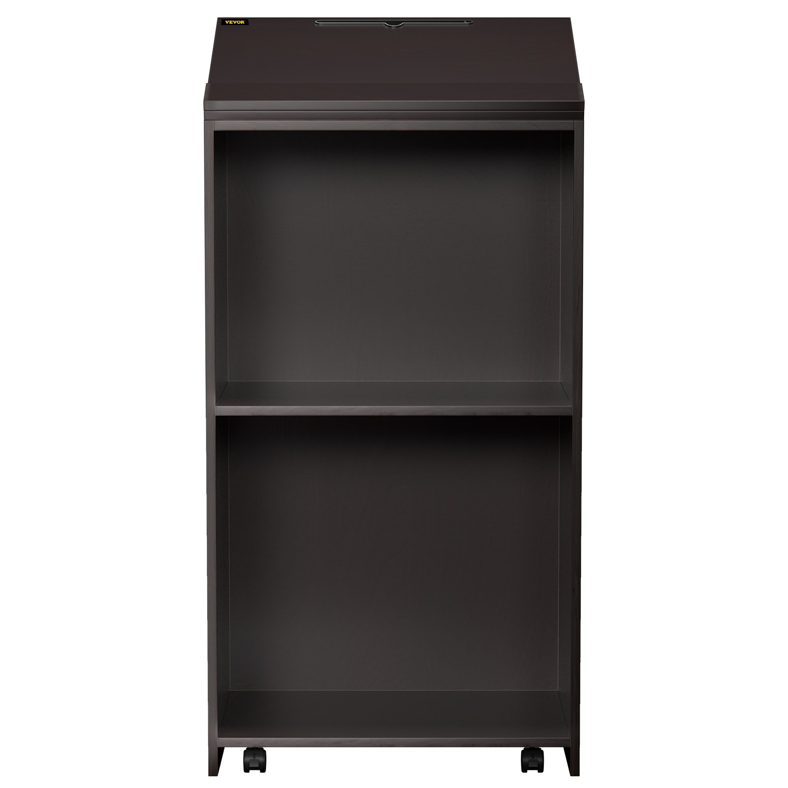 Podio de madera VEVOR, 23.6" x 47.2", atriles y podios con 4 ruedas giratorias, superficie inclinada, placa deflectora y estante, atriles de ébano de fácil montaje para iglesia, oficina, escuela, hogar (negro)