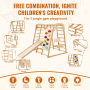 VEVOR Gimnasio de jungla interior, parque infantil interior 7 en 1, juguetes de madera para escalar para niños pequeños en interiores con escalera de madera y cuerda, escalera de red, columpio, barra de mono, tobogán, pared de escalada, 47,2 x 58 x 56 pulgadas