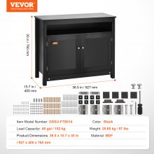 VEVOR Soporte para acuario, soporte para pecera de 40 galones, soporte para tanque de tortuga de MDF de 36,5 x 15,7 x 30 pulgadas, capacidad de carga de 335 libras, soporte para tanque de reptiles con almacenamiento, gabinete y kit de hardware, negro