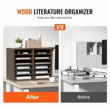 VEVOR Organizadores de literatura, buzón de oficina de 12 compartimentos con estantes ajustables, clasificador de literatura de madera de 20.4 x 12 x 16.1 pulgadas para oficina, hogar, aula, organizac