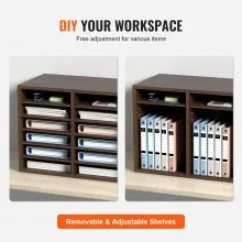 VEVOR Organizadores de literatura, buzón de oficina de 12 compartimentos con estantes ajustables, clasificador de literatura de madera de 20.4 x 12 x 16.1 pulgadas para oficina, hogar, aula, organizac