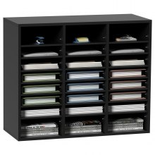 Organizador de literatura de madera VEVOR, 24 compartimentos, clasificador de archivos con estantes extraíbles, ranura para buzones para oficina, hogar, aula, organización de salas de correo, certificado EPA, negro