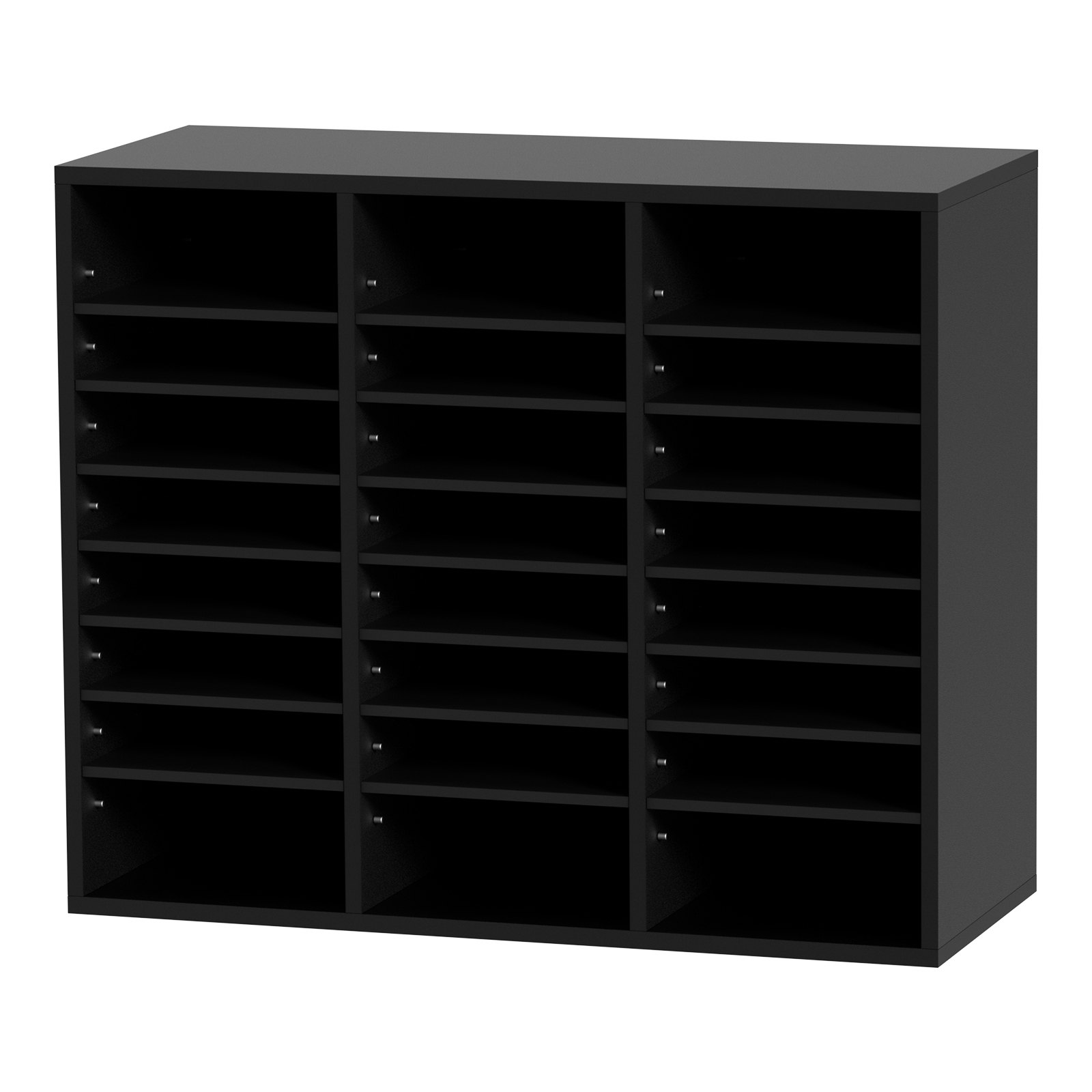 VEVOR Organizador de literatura de madera, 24 compartimentos, clasificador de archivos con estantes extraíbles, ranura para buzones para oficina, hogar, aula, organización de salas de correo, certificado EPA, negro