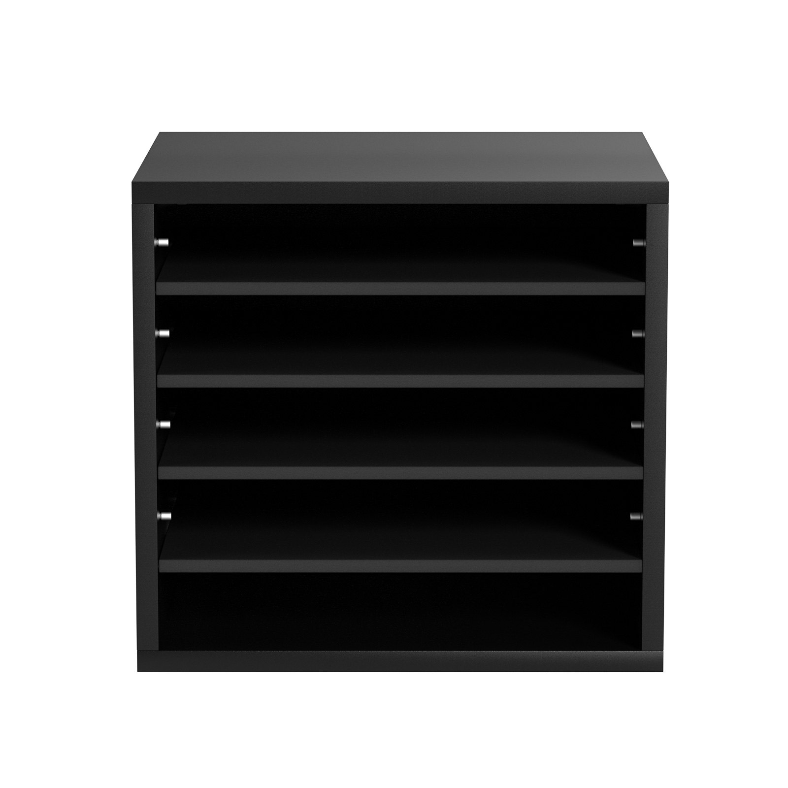 Organizadores de literatura VEVOR, buzón de oficina de 5 compartimentos con estantes ajustables, clasificador de literatura de madera de 35 x 30 x 33 cm para oficina, hogar, aula y salas de correo, certificado por la EPA, color negro