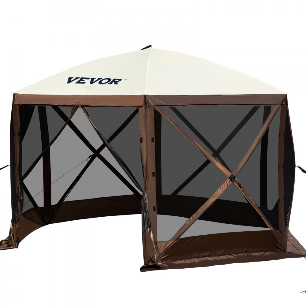 Carpa tipo cenador VEVOR, 3,6 x 3,6 m, carpa plegable hexagonal con ventanas de malla, bolsa de transporte portátil, estacas para el suelo, carpa de sombra grande para acampar al aire libre, césped y jardín.