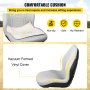 Asiento universal de repuesto VEVOR para tractor, asiento compacto con respaldo alto para cortacésped, asiento de vinilo gris para montacargas, orificio de drenaje central para minicargadora con patrones de pernos de montaje de 8" x 11.5" y 11.25" x 11.5".