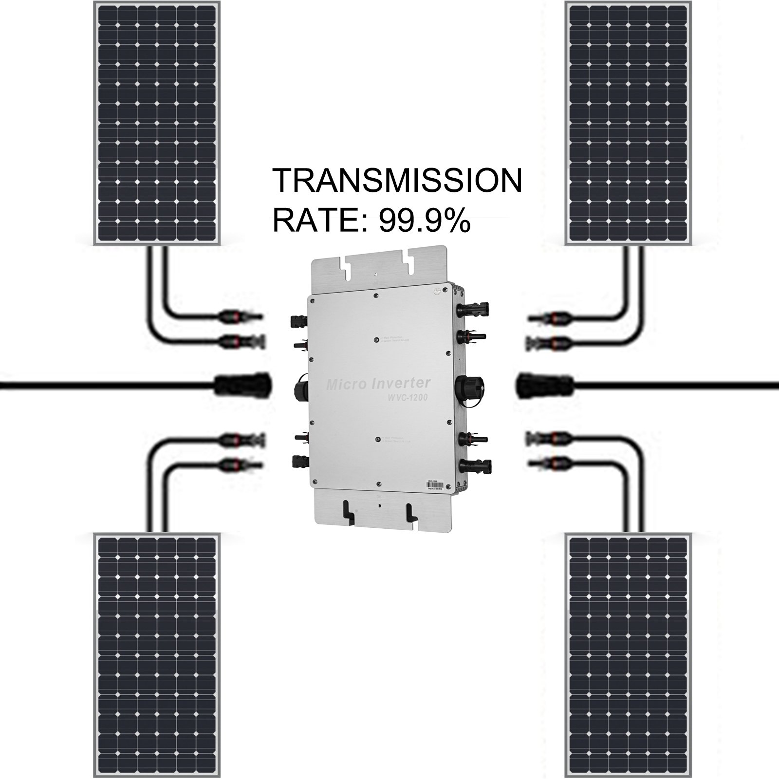 VEVOR 1200W MPPT Inversor de conexión a red solar impermeable DC a AC 220V Micro inversor (1200w 220v)