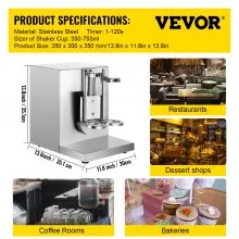 VEVOR Máquina de Agitador Mezclador de Té Leche shaker Agitación Milkshake