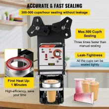 Máquina semiautomática de sellado de tazas VEVOR, máquina selladora de tazas de té de 300-500 tazas/h, máquina selladora de tazas Boba negra, máquina selladora de tazas Boba de 90/95 mm de diámetro con panel de control para té con leche con burbujas