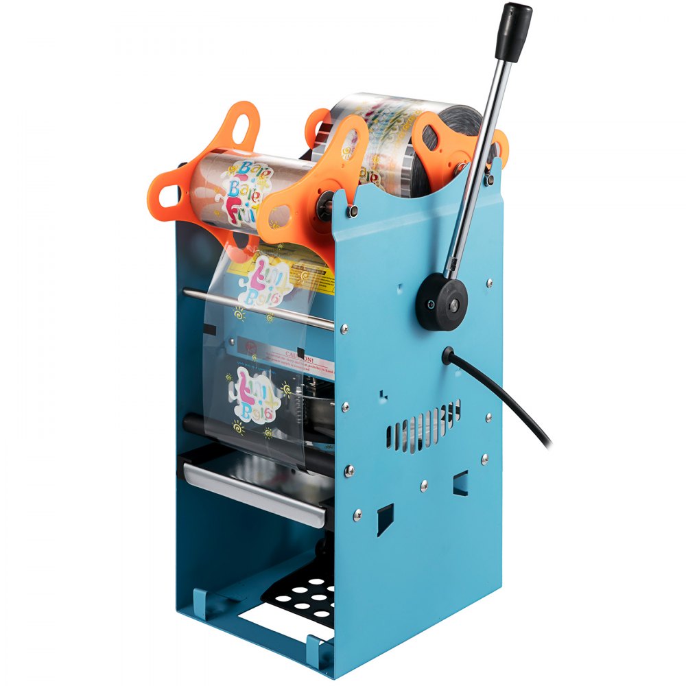 Selladora manual de tazas de té VEVOR, 300-500 tazas/h, máquina selladora de té Boba azul, diámetro de taza de 90/95 mm, con tecnología de calentamiento para té con leche de burbujas.