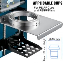 Máquina selladora manual de tazas de té VEVOR, máquina selladora manual de té Boba de 300-500 tazas/h, máquina selladora de té Boba azul, máquina selladora de tazas de 90/95 mm de diámetro con tecnología de calefacción para té con leche de burbujas