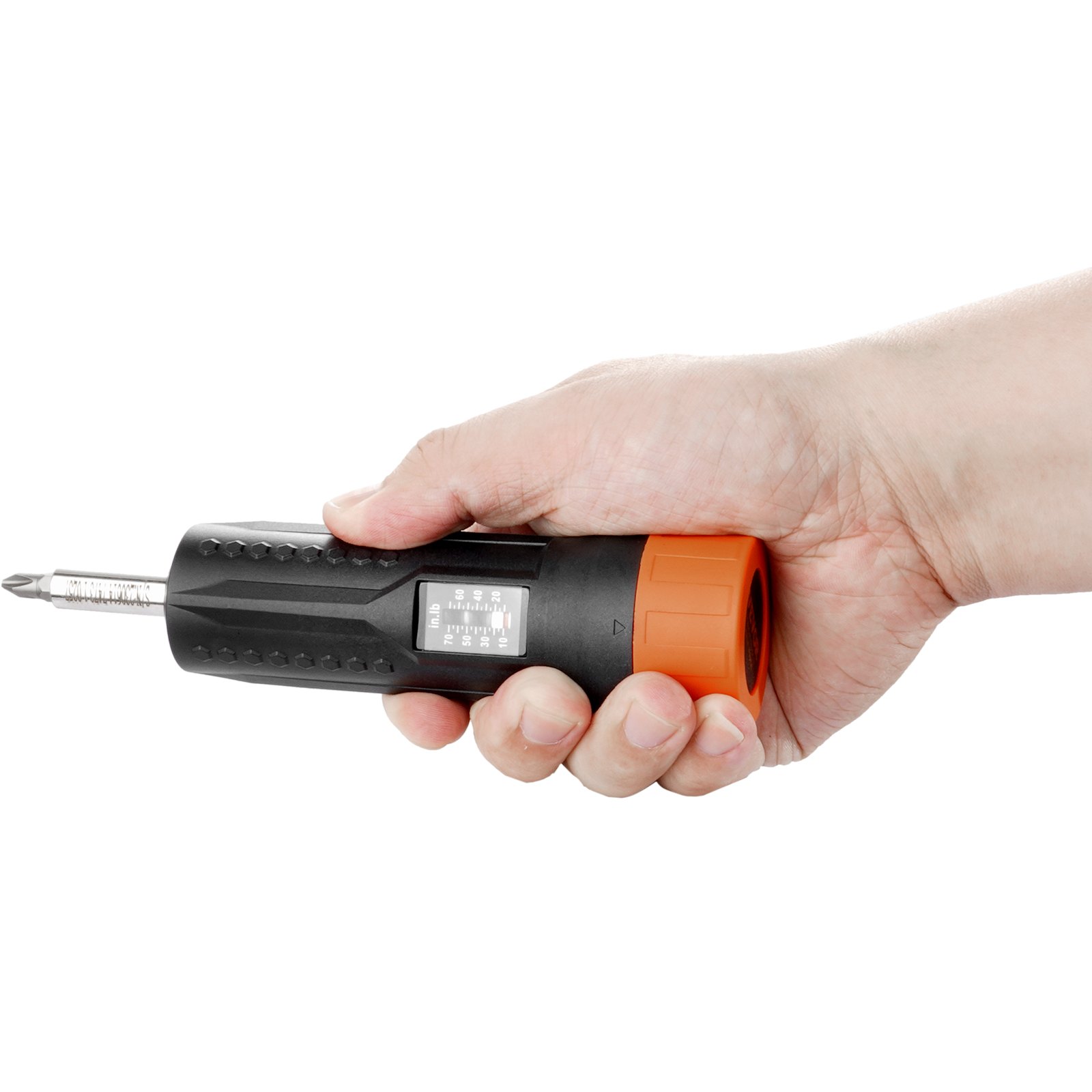 VEVOR Juego de llaves de destornillador dinamométrico de 1/4" | Rango de ajuste de par de 10-70 in-lbs | Destornillador dinamométrico de incremento de 1 in-lb | Juego de puntas de destornillador con ventana de visualización, 12 puntas y estuche, función magnética