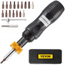 VEVOR Destornillador dinamométrico, destornillador de 1/4" llave dinamométrica, destornillador dinamométrico electricista 20-70 in/lbs rango de torsión preciso a ±5%, destornillador dinamométrico ajustable en pulgadas con puntas y estuche