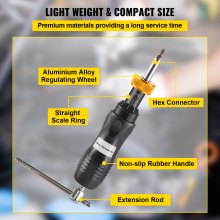 Destornillador dinamométrico VEVOR, destornillador de 1/4" Llave dinamométrica, destornillador dinamométrico Electricista 10-50 in/lbs Rango de par Precisión de ±5 %, cabezal de conversión de 1/4 a 1/2 con brocas y estuche