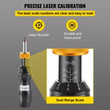 Destornillador dinamométrico VEVOR, destornillador de 1/4" Llave dinamométrica, destornillador dinamométrico Electricista 10-50 in/lbs Rango de par Precisión de ±5 %, cabezal de conversión de 1/4 a 1/2 con brocas y estuche