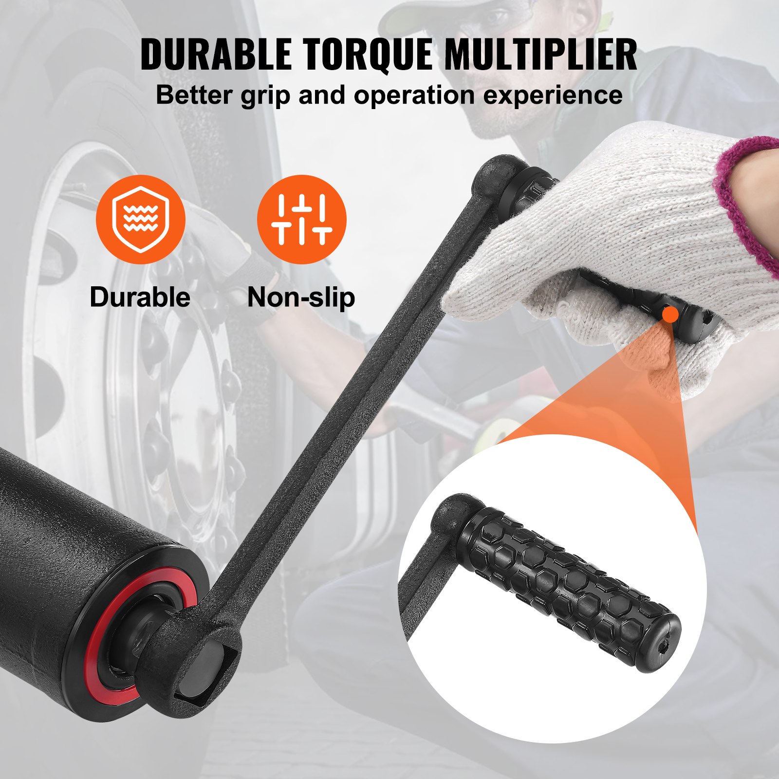 VEVOR Multiplicador de par, juego de llaves multiplicadoras de par de alta resistencia, multiplicador de par de llave de tuerca de accionamiento de 1 pulgada, extractor de tuercas de rueda 1:58 4800 N.m, con 4 enchufes y estuche de almacenamiento para camión, remolque, RV