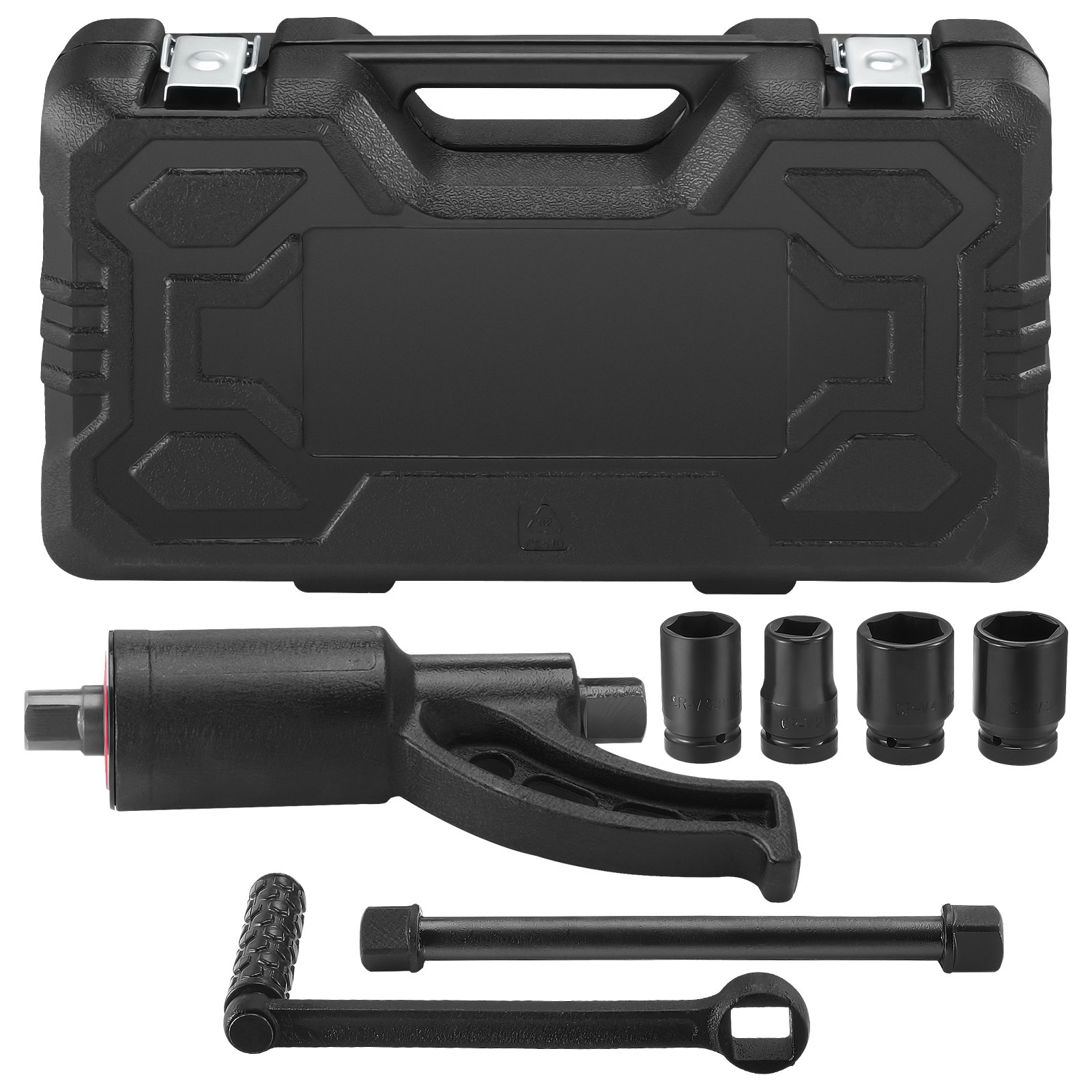 VEVOR - Juego de llaves multiplicadoras de torsión de alta resistencia, llave para tuercas de rueda con accionamiento de 1 pulgada, extractor de tuercas de rueda de 1:58 y 4800 Nm, con 4 vasos y estuche para camión, remolque o autocaravana.
