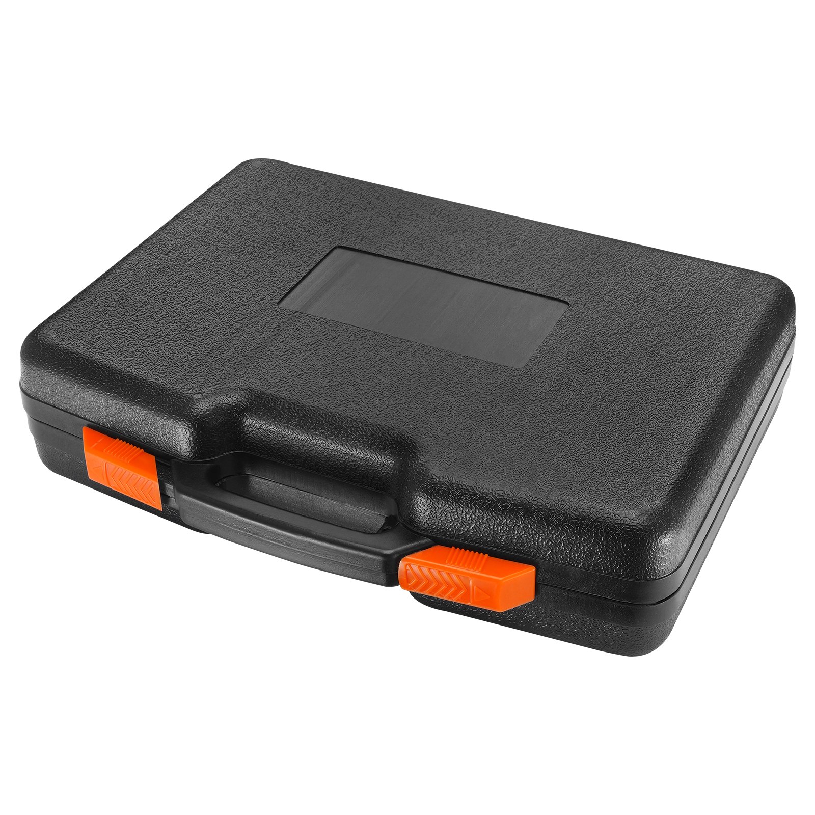Estuche de almacenamiento negro con pestillos naranjas y asa para llave multiplicadora de torsión VEVOR. Diseño compacto y resistente.