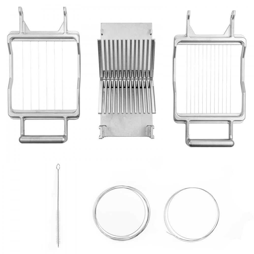 VEVOR Cortador de Queso de Acero Inoxidable 1 cm / 2 cm Cortador de Alambre para Queso 33 x 18,5 x 17,5 cm Herramienta de Corte de Cocina con 2 Paquetes de Cables para Queso Tofu Mantequilla Verduras