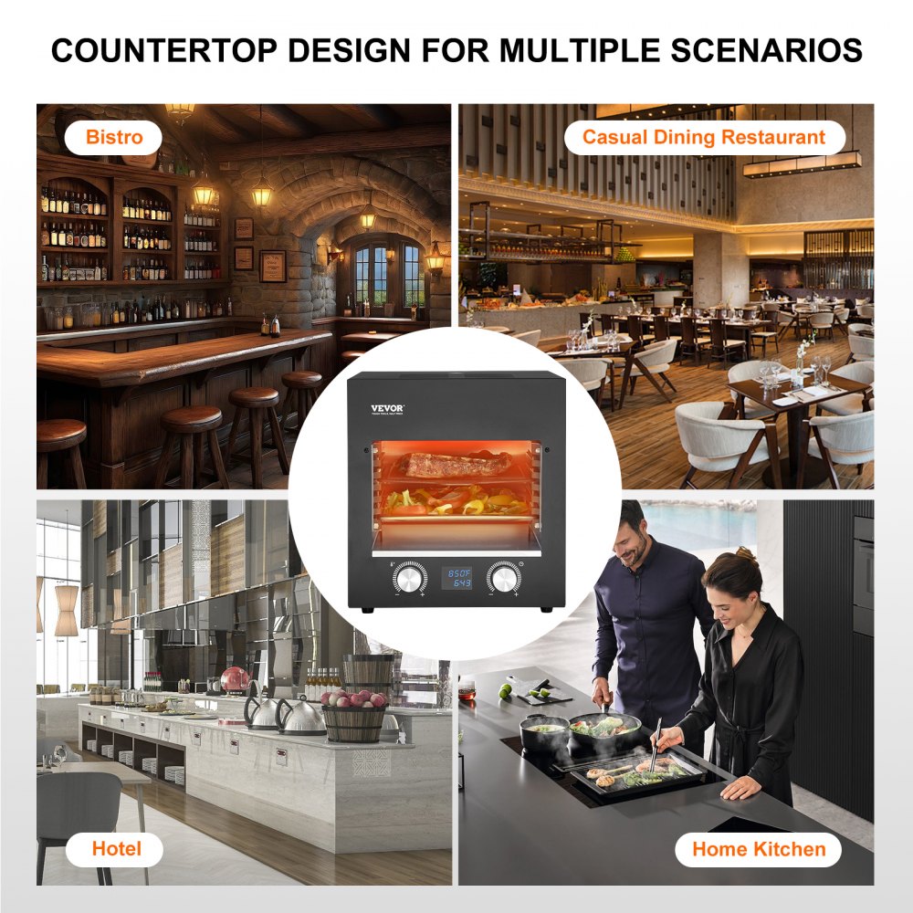 Parrilla eléctrica VEVOR para carne, 1800 W, parrilla infrarroja eléctrica sin humo, 720 °C, acero inoxidable, con rejilla ajustable de 6 niveles, ideal para barbacoa, tostadas y parrilla de interior.