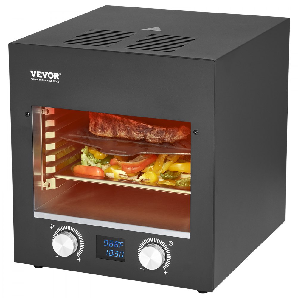 Parrilla eléctrica VEVOR para carne, 1800 W, parrilla infrarroja eléctrica sin humo, 720 °C, acero inoxidable, con rejilla ajustable de 6 niveles, ideal para barbacoa, tostadas y parrilla de interior.