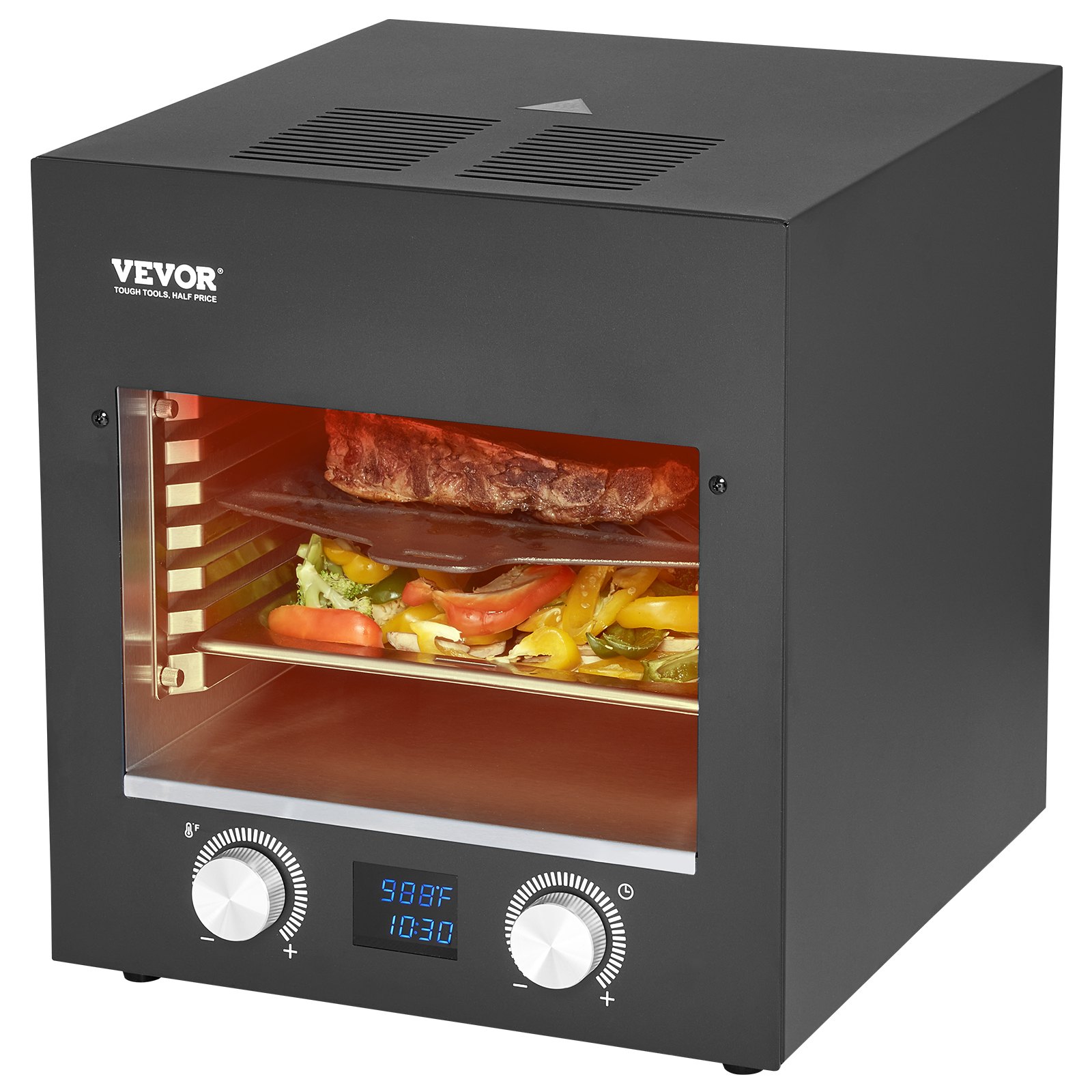 Parrilla eléctrica para carne VEVOR de 1800 W, sin humo, con infrarrojos, de acero inoxidable para el hogar