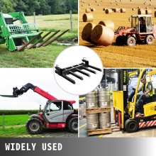 VEVOR Horquillas para desechos para cucharón de 48", horquillas con abrazadera para tractor 2500LBS Capacidad de carga, accesorio de horquillas de tractor para cucharón, abrazadera en horquillas para desechos con dos orificios de cadena para manejo de materiales, acero