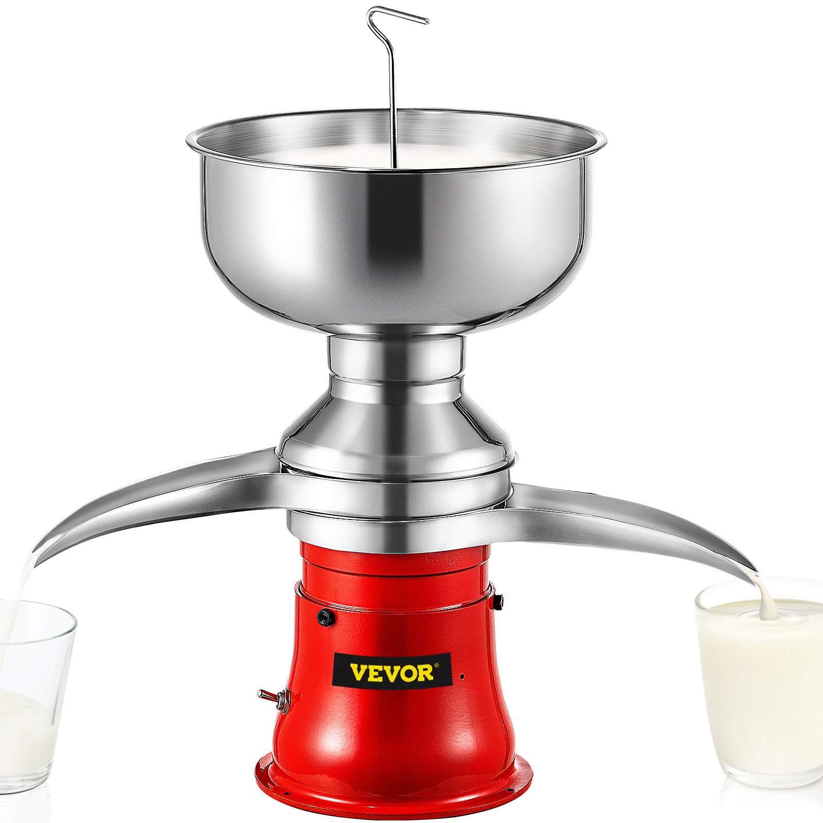 Separador centrífugo de crema de leche VEVOR, separador de crema eléctrico de acero inoxidable, separador de leche de cabra de 25 gal/h y 100 l/h que convierte la leche cruda o entera en crema y separador de crema de vaca de leche descremada 110-240 V