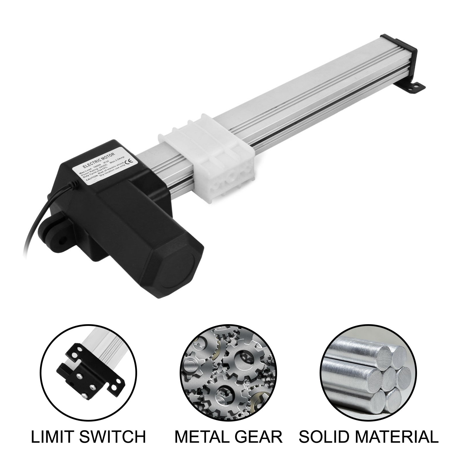 Motor para sillón reclinable eléctrico VEVOR con final de carrera, engranaje metálico y material sólido.