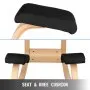 VEVOR Silla ergonómica de madera para arrodillarse Cojín de asiento con memoria Cuerpo de alivio Negro
