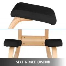 VEVOR Silla ergonómica de madera para arrodillarse Cojín de asiento con memoria Cuerpo de alivio Negro